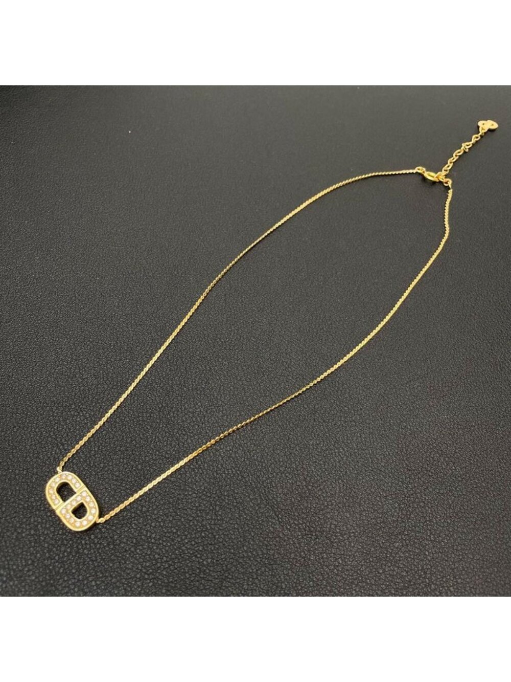 Dior CD Logo Necklace Line Stone Gold CD - Picture 4 of 10